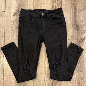 American Eagle Outfitters Low Rise Black Ripped Jeggings